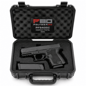 PF940SC compact pistol in hard gun case on white background